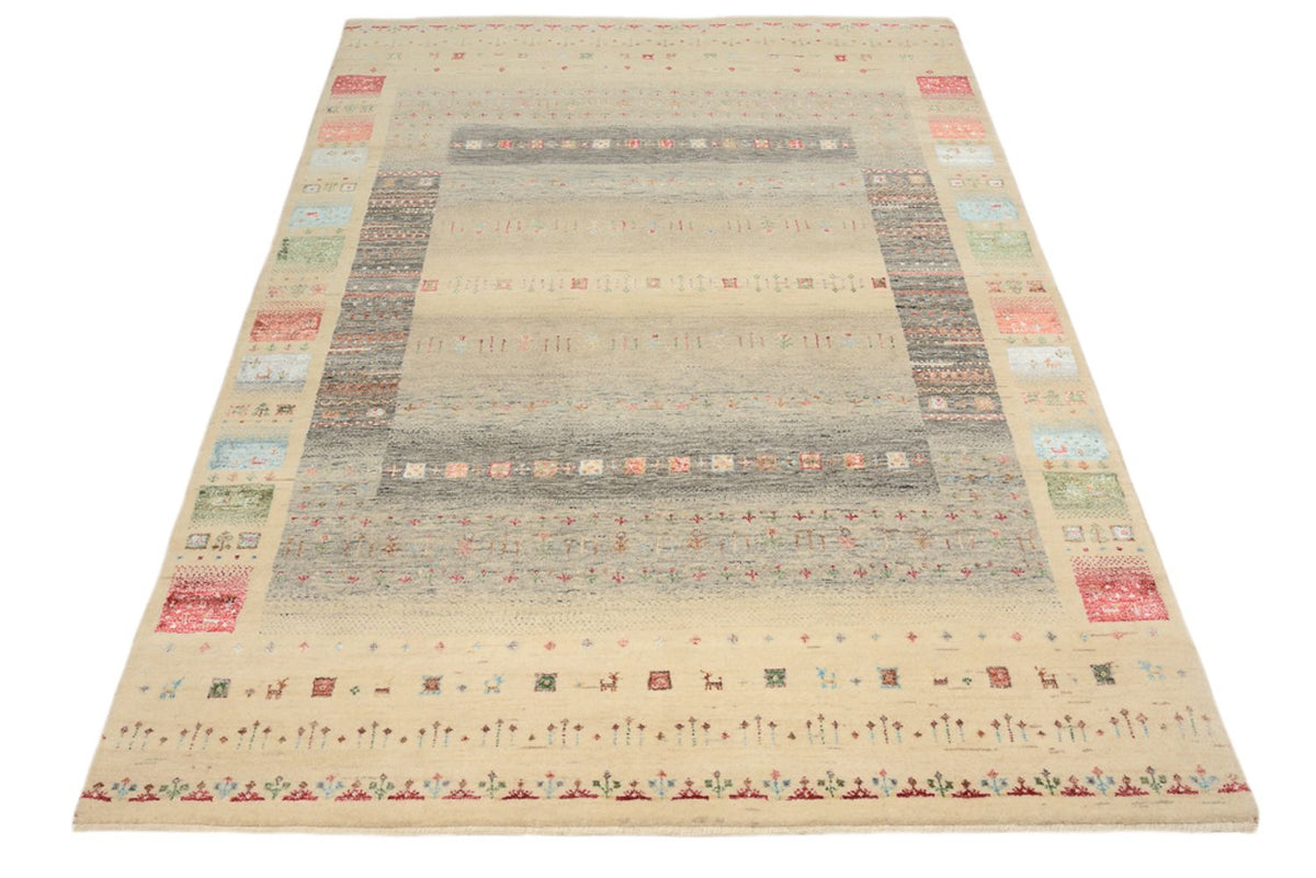 Gabbeh-tæppe - Loribaft Indus - 204 x 146 cm - lys beige