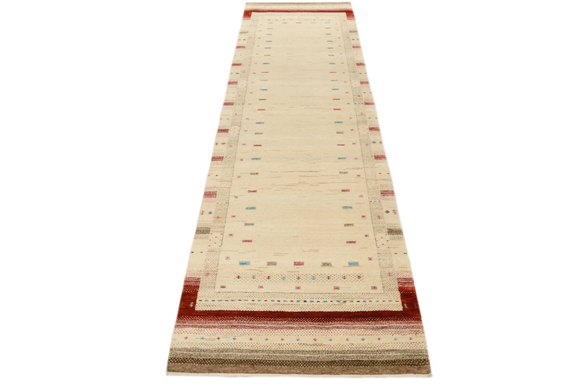 Løber Gabbeh-tæppe - Loribaft Indus - 298 x 83 cm - lys beige