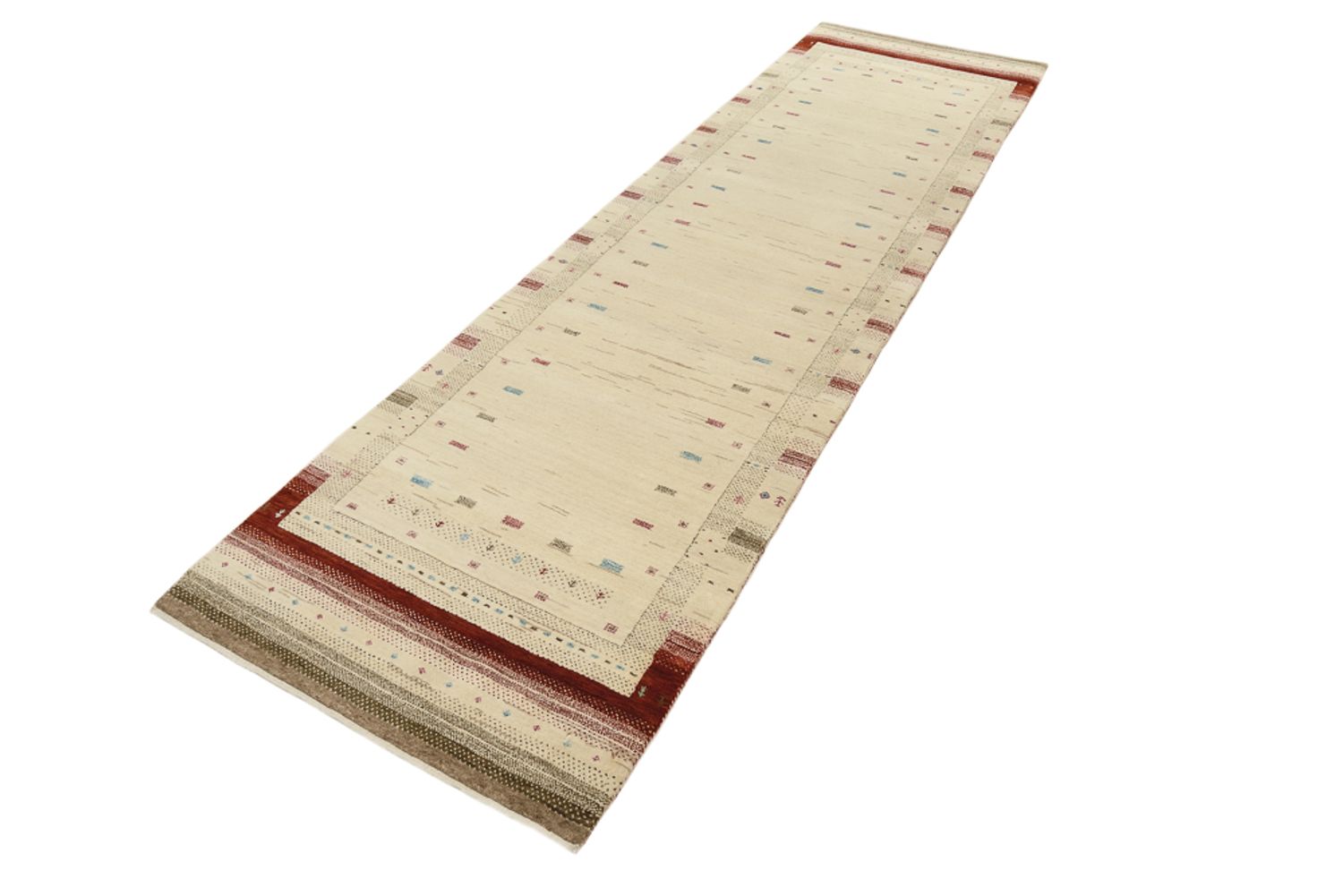 Løber Gabbeh-tæppe - Loribaft Indus - 298 x 83 cm - lys beige