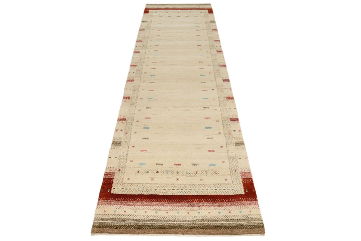 Løber Gabbeh-tæppe - Loribaft Indus - 298 x 83 cm - lys beige