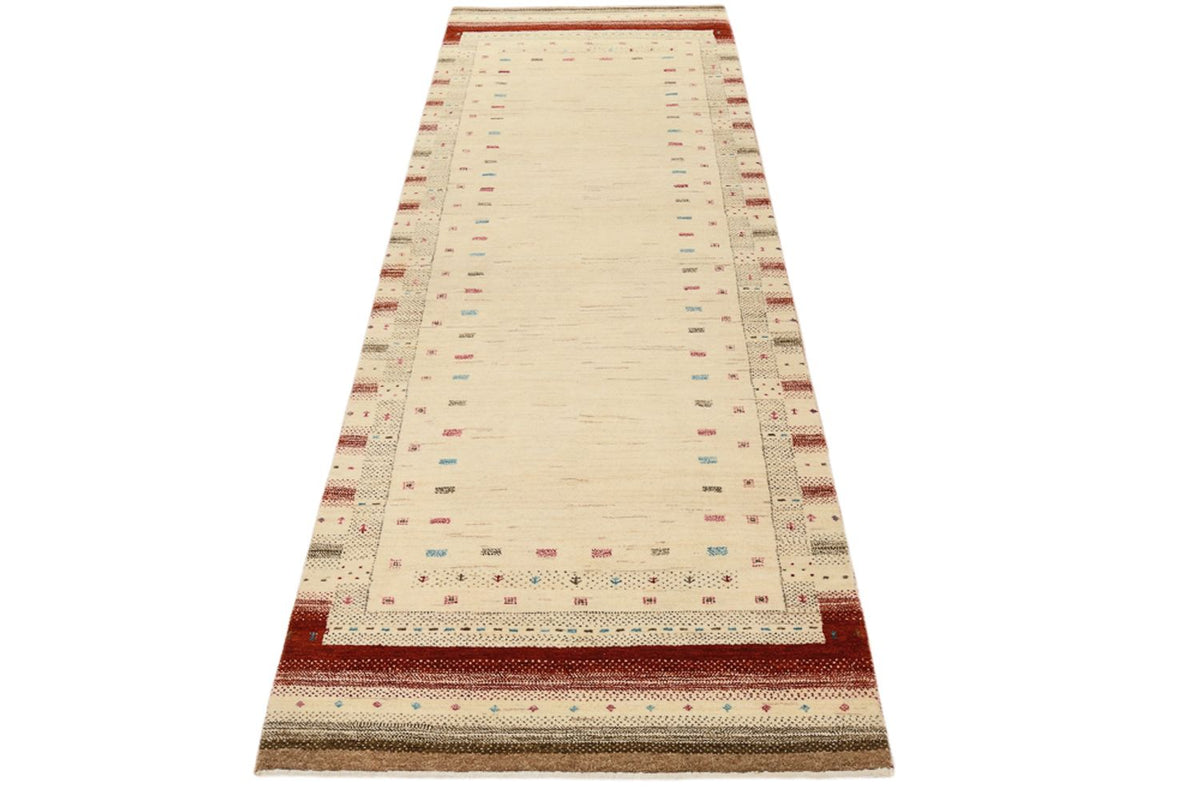 Løber Gabbeh-tæppe - Loribaft Indus - 243 x 84 cm - lys beige