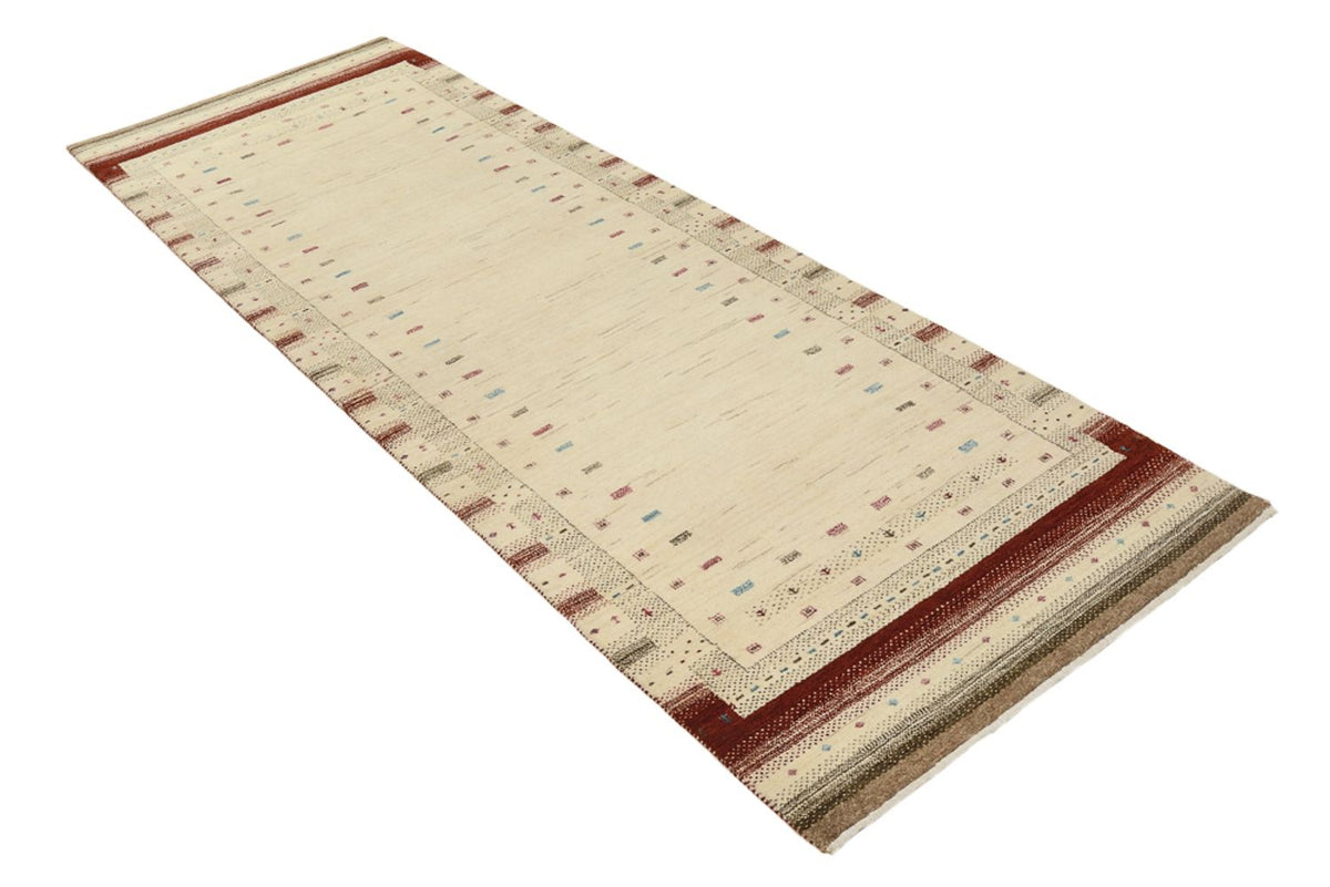 Løber Gabbeh-tæppe - Loribaft Indus - 243 x 84 cm - lys beige