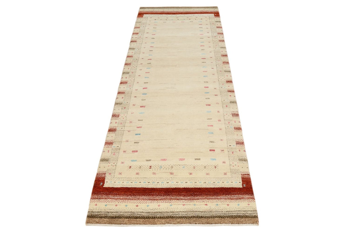 Løber Gabbeh-tæppe - Loribaft Indus - 243 x 84 cm - lys beige