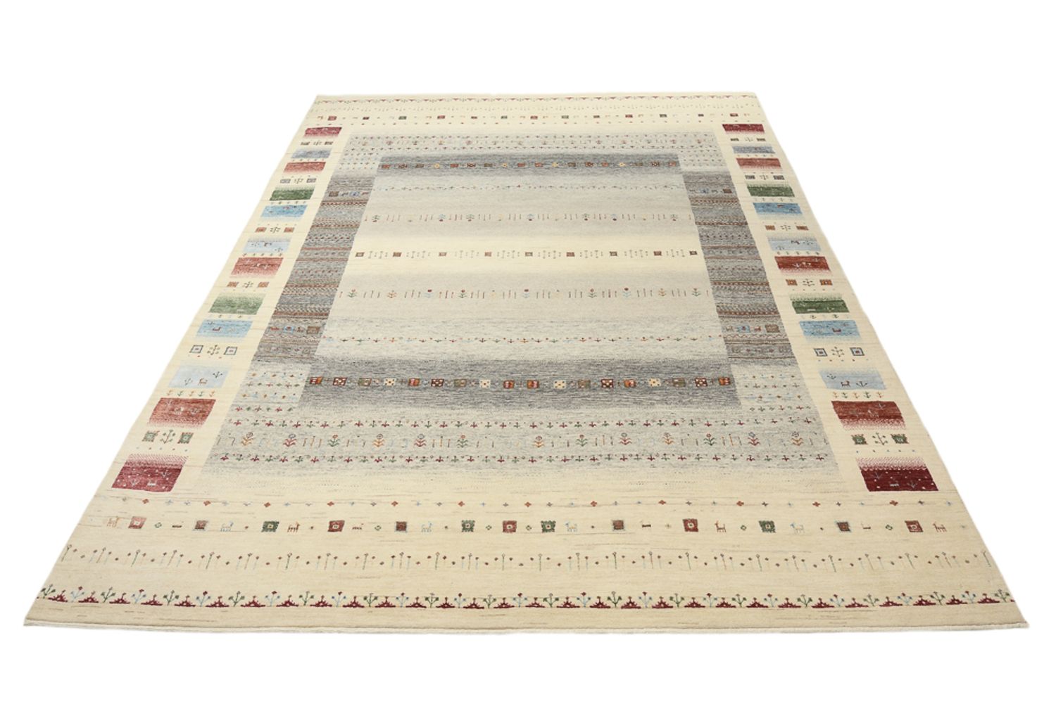 Gabbeh-tæppe - Loribaft Indus - 351 x 248 cm - lys beige