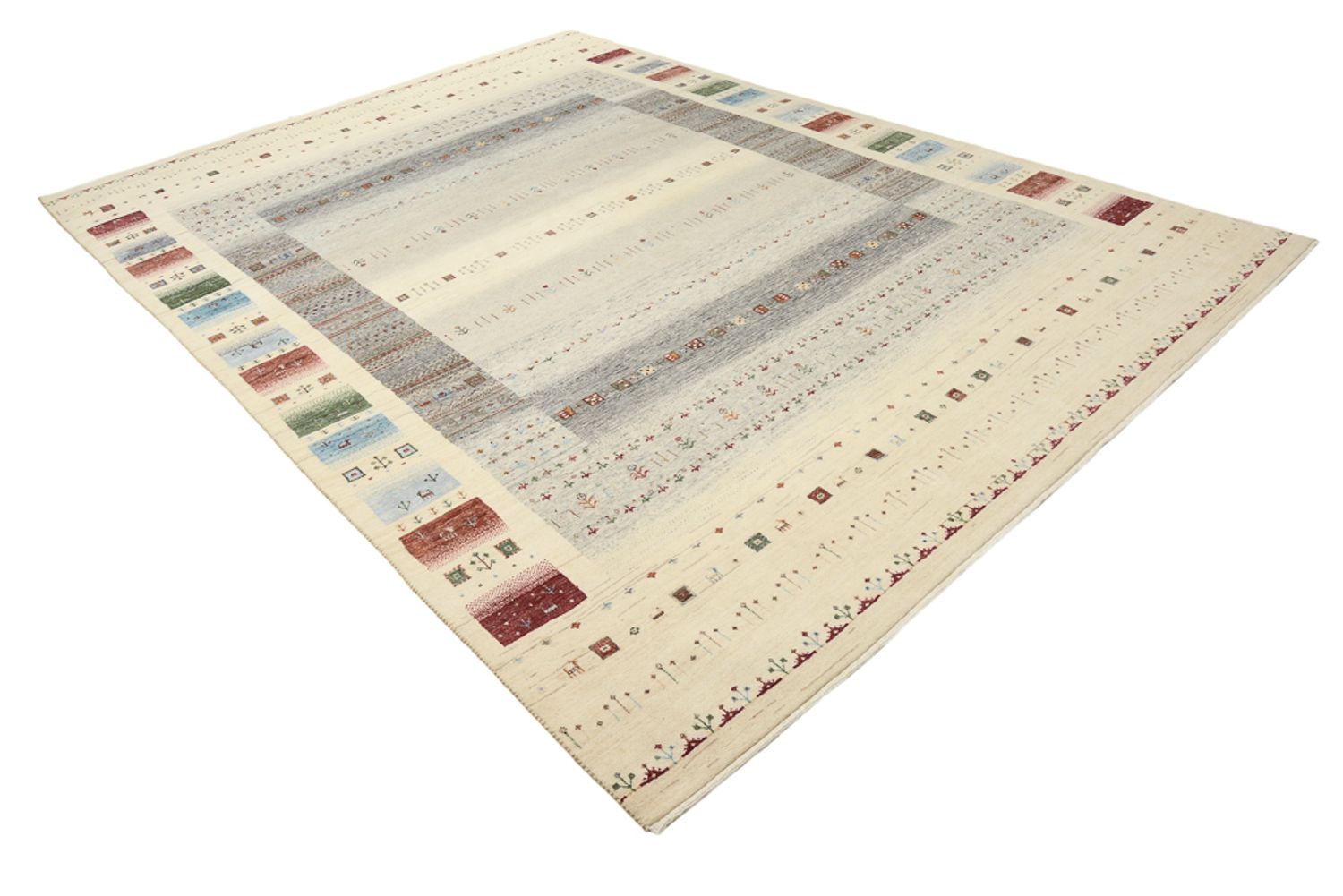 Gabbeh-tæppe - Loribaft Indus - 351 x 248 cm - lys beige