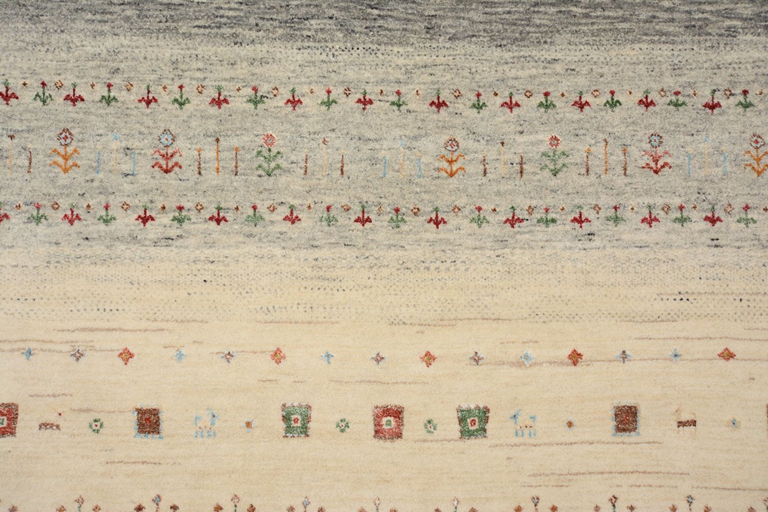 Gabbeh-tæppe - Loribaft Indus - 351 x 248 cm - lys beige