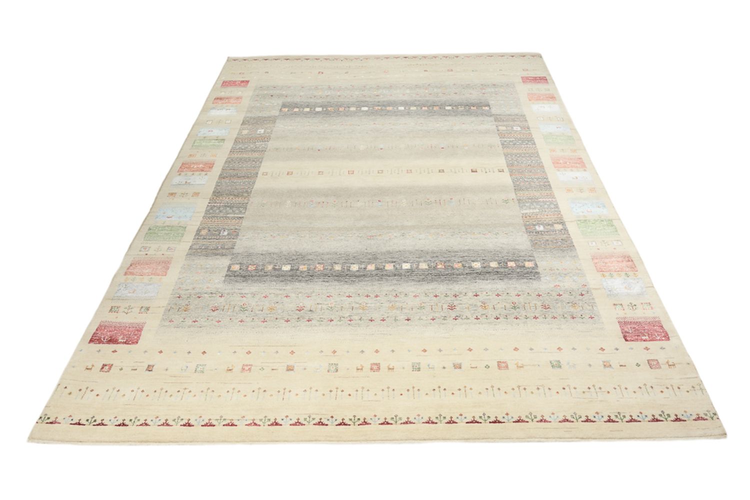 Gabbeh-tæppe - Loribaft Indus - 351 x 248 cm - lys beige