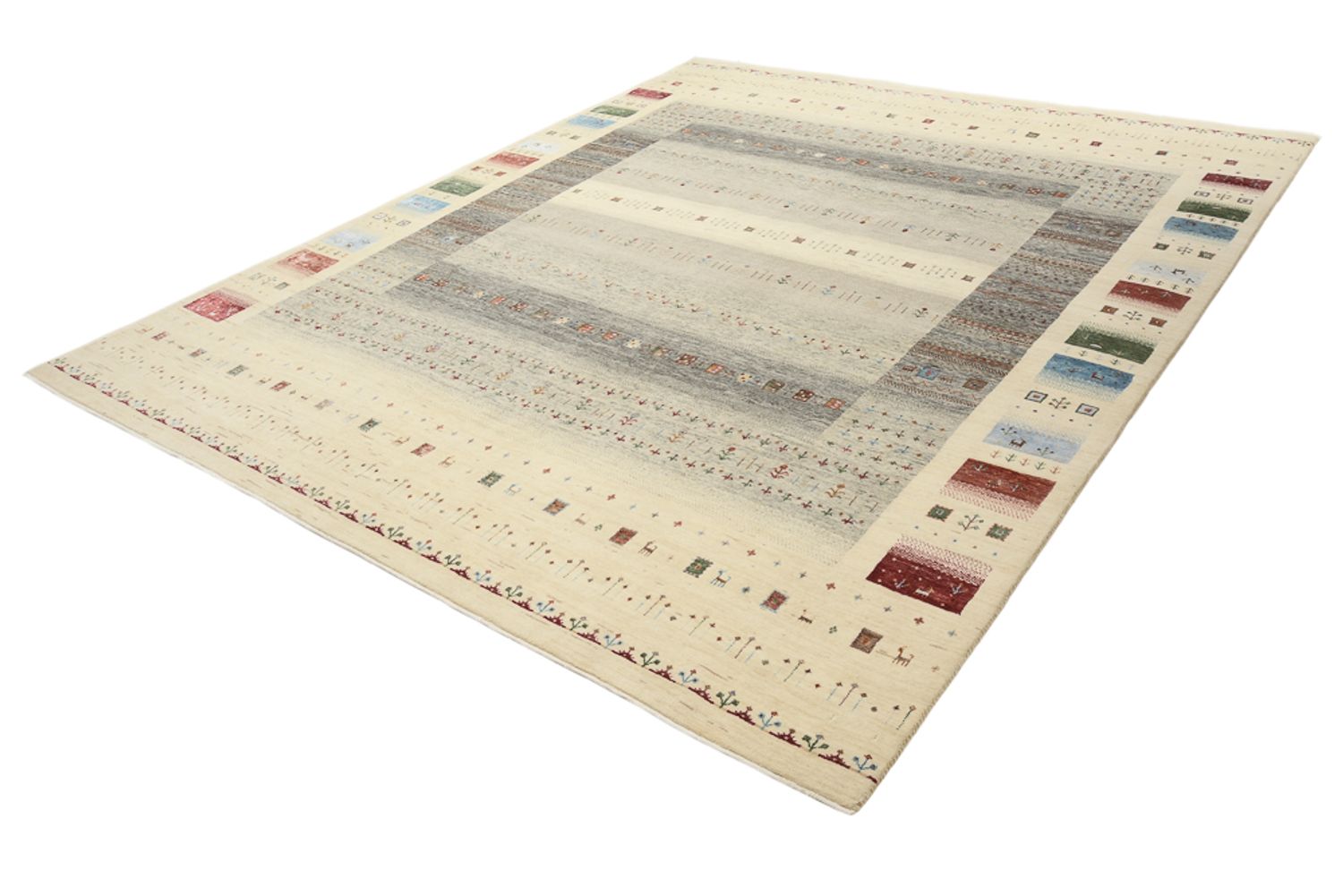 Gabbeh-tæppe - Loribaft Indus - 304 x 251 cm - lys beige