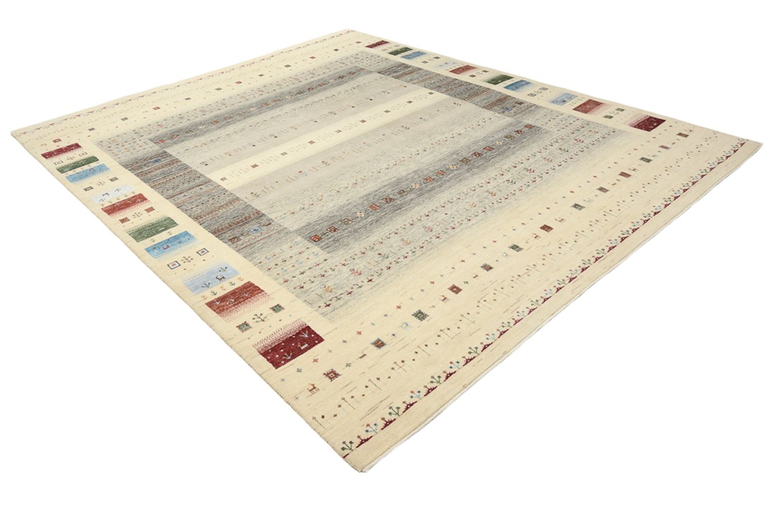 Gabbeh-tæppe - Loribaft Indus - 304 x 251 cm - lys beige