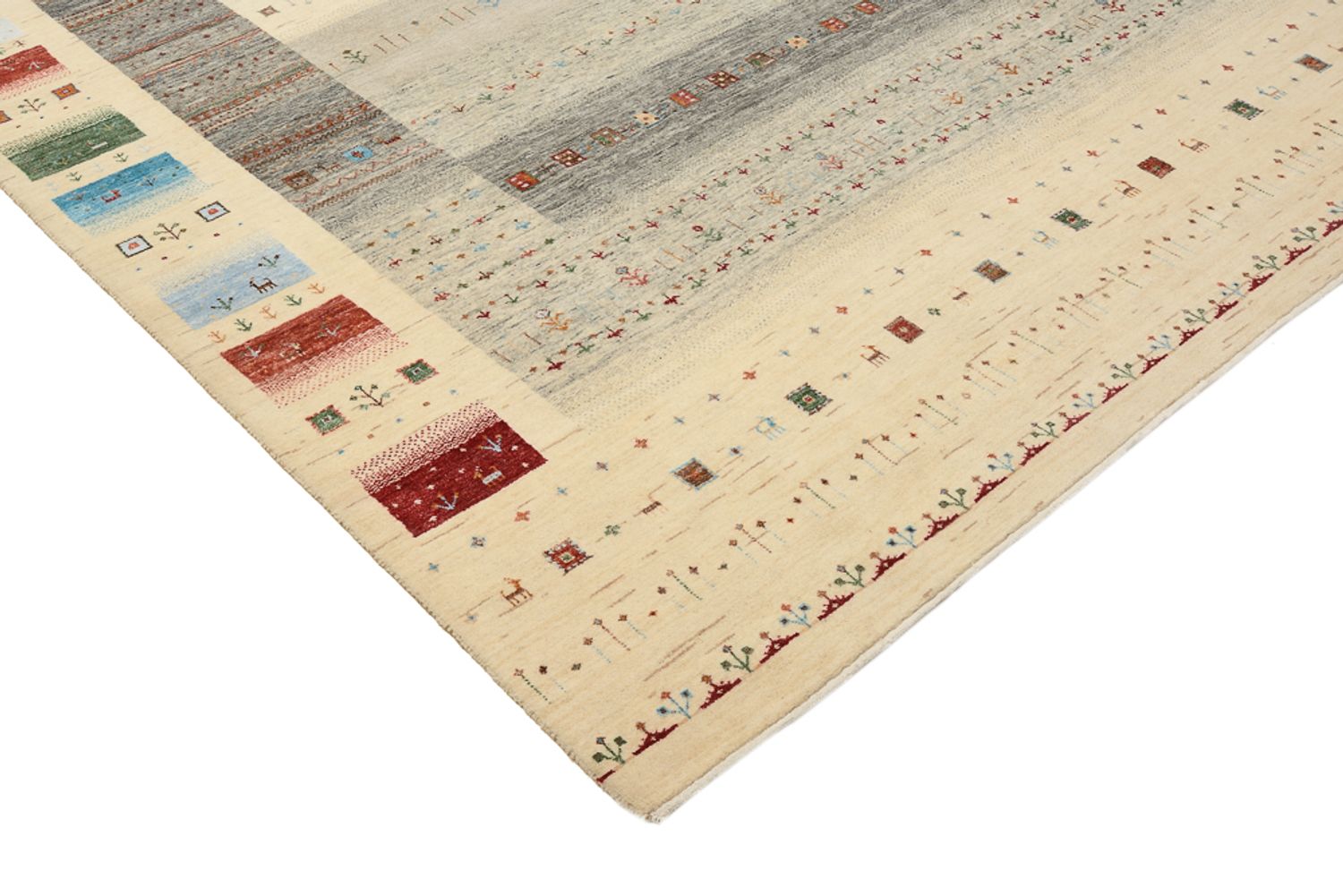 Gabbeh-tæppe - Loribaft Indus - 304 x 251 cm - lys beige