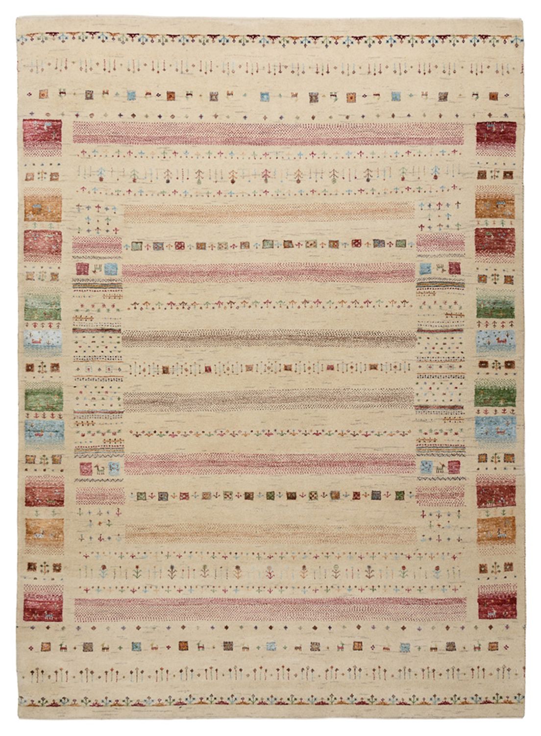 Gabbeh-tæppe - Loribaft Indus - 239 x 174 cm - lys beige