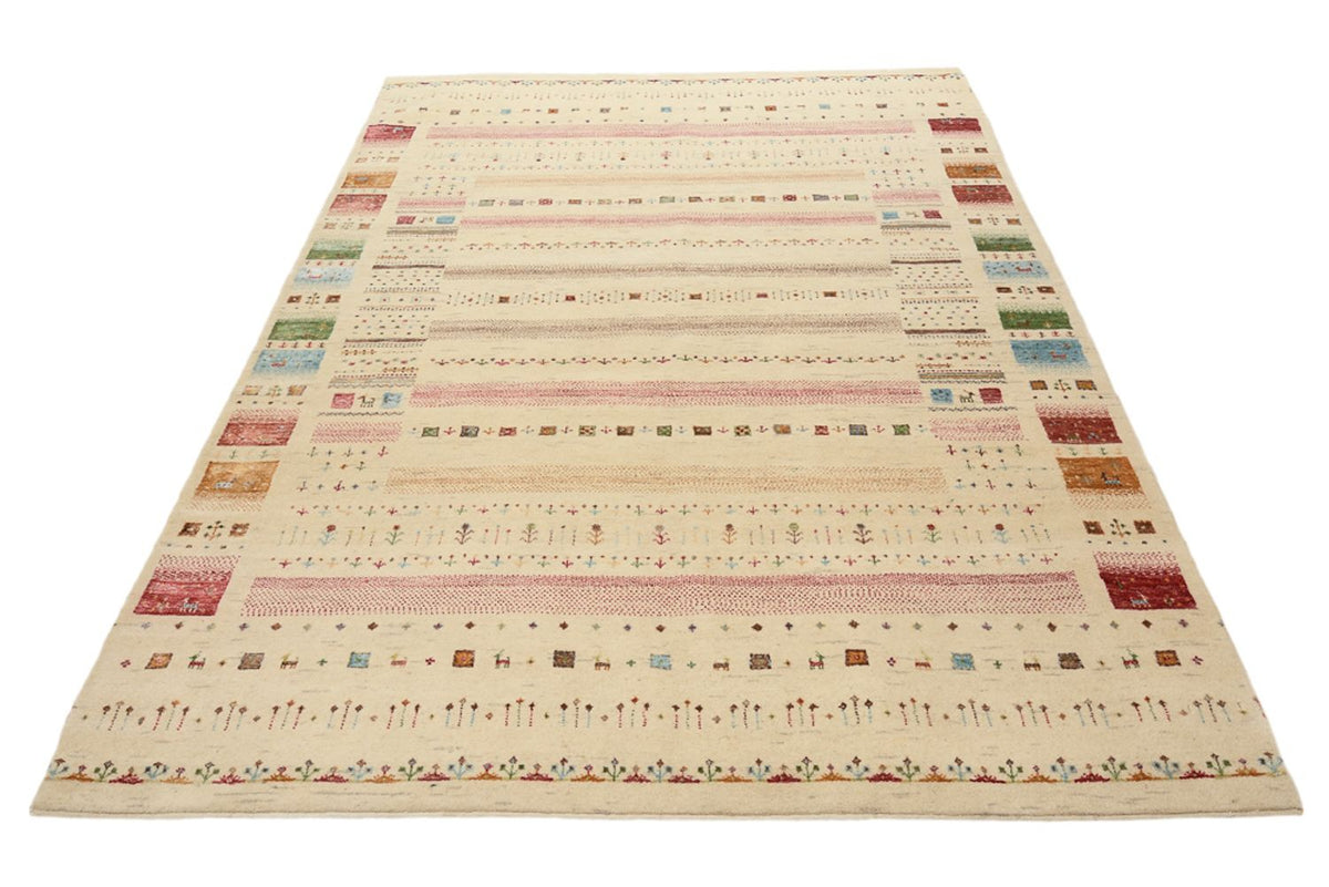 Gabbeh-tæppe - Loribaft Indus - 239 x 174 cm - lys beige