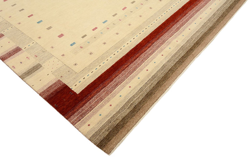 Gabbeh-tæppe - Loribaft Indus - 356 x 255 cm - lys beige