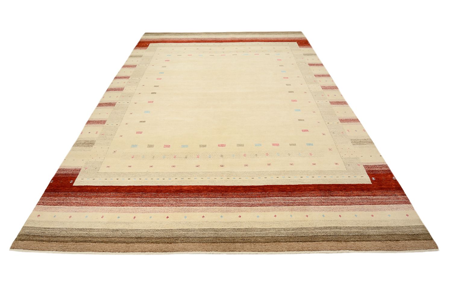 Gabbeh-tæppe - Loribaft Indus - 356 x 255 cm - lys beige