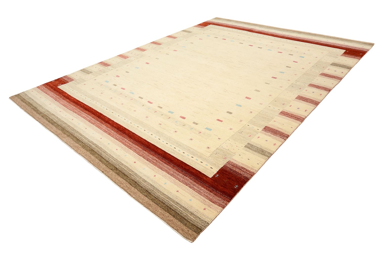 Gabbeh-tæppe - Loribaft Indus - 349 x 251 cm - lys beige