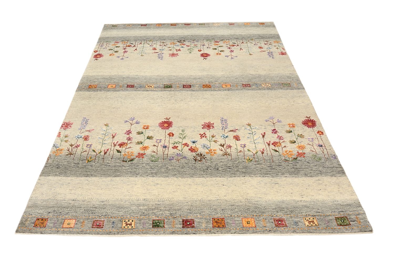 Gabbeh-tæppe - Loribaft Indus - 244 x 173 cm - lys beige