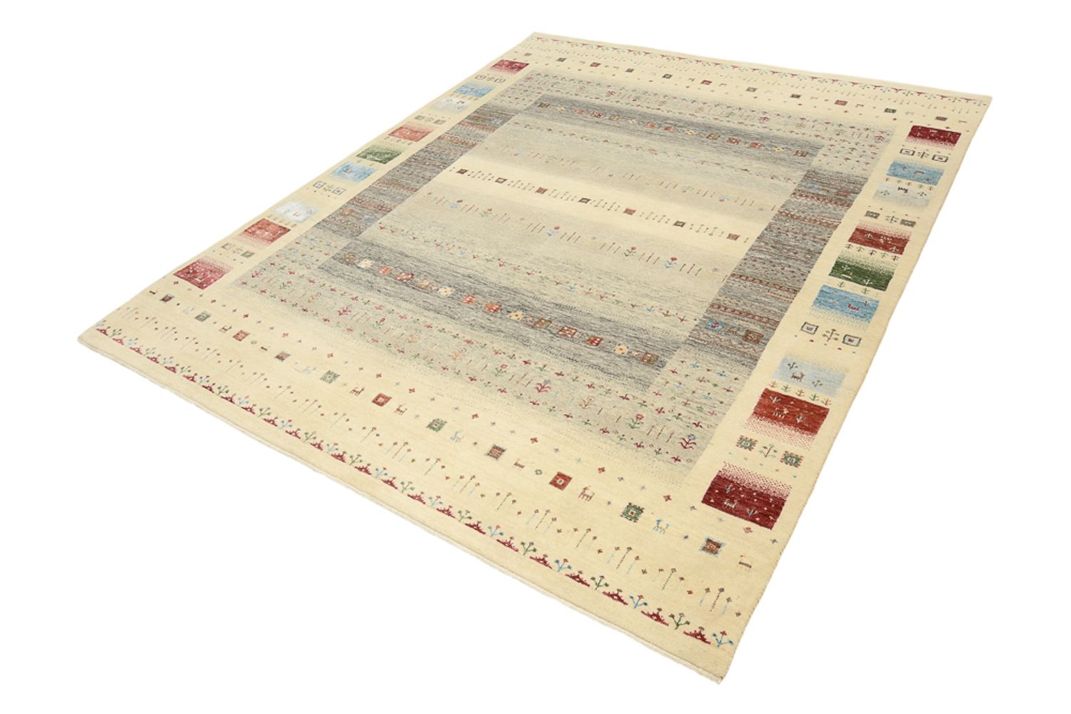 Gabbeh-tæppe - Loribaft Indus - 252 x 203 cm - flerfarvet