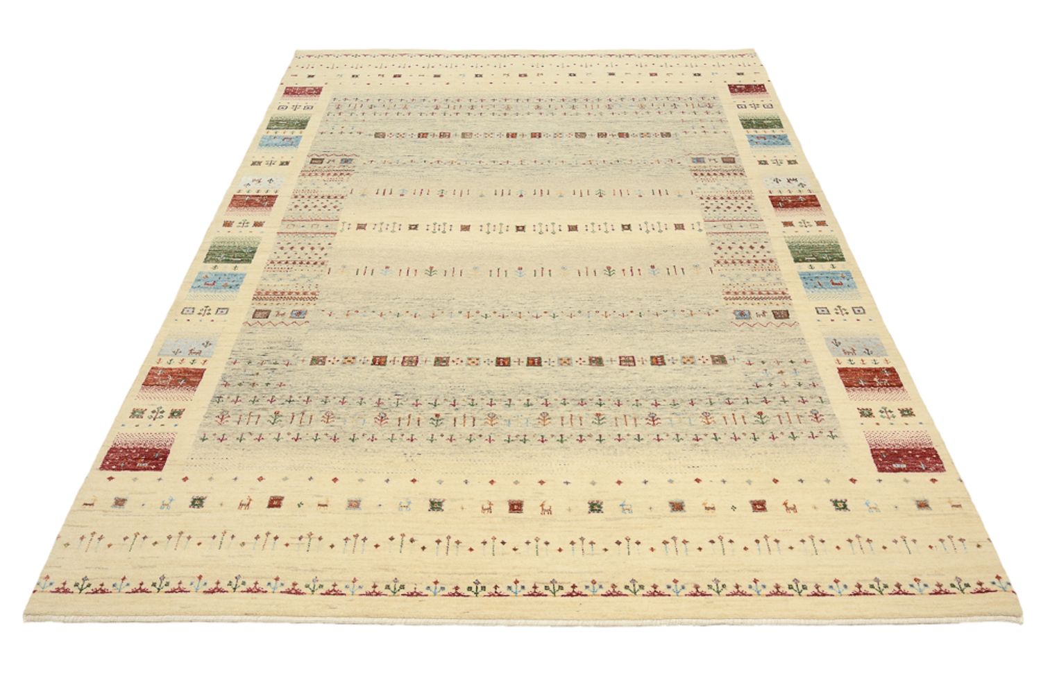 Gabbeh-tæppe - Loribaft Indus - 241 x 172 cm - mørk beige
