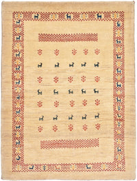 Gabbeh Tæppe - Loribaft Persisk - 113 x 84 cm - beige