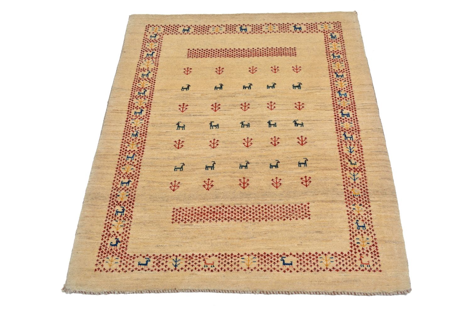 Gabbeh Tæppe - Loribaft Persisk - 113 x 84 cm - beige