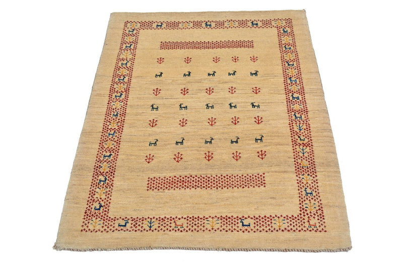 Gabbeh Tæppe - Loribaft Persisk - 113 x 84 cm - beige