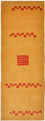 Løber Gabbeh Tæppe - Loribaft Persisk - 241 x 87 cm - sennepsgul