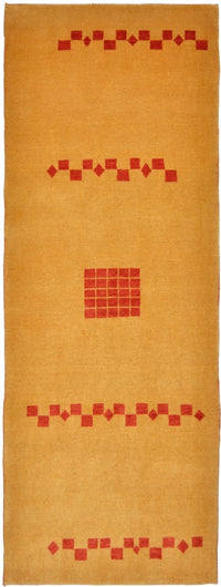 Løber Gabbeh Tæppe - Loribaft Persisk - 241 x 87 cm - sennepsgul