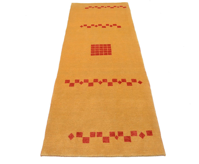 Løber Gabbeh Tæppe - Loribaft Persisk - 241 x 87 cm - sennepsgul
