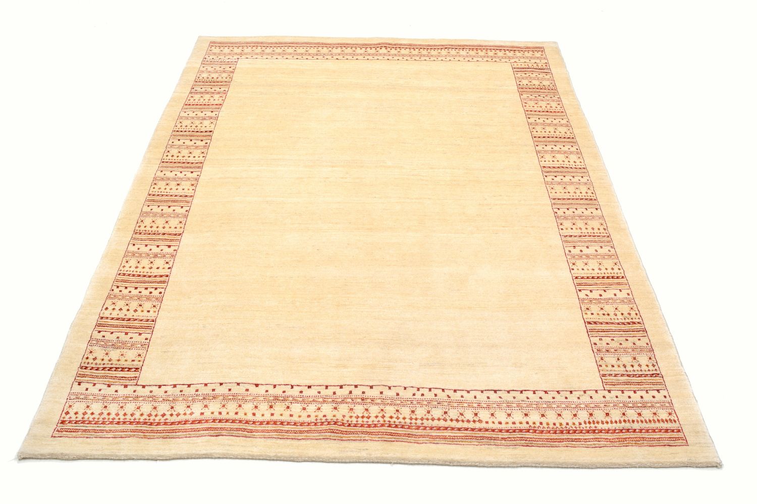 Gabbeh Tæppe - Loribaft Persisk - 198 x 150 cm - beige