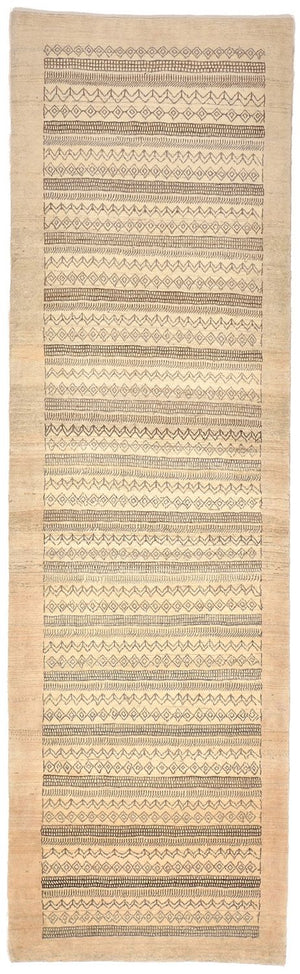 Løber Gabbeh Tæppe - Loribaft Persisk - 297 x 85 cm - sand