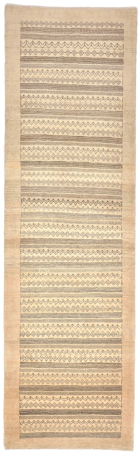 Løber Gabbeh Tæppe - Loribaft Persisk - 297 x 85 cm - sand