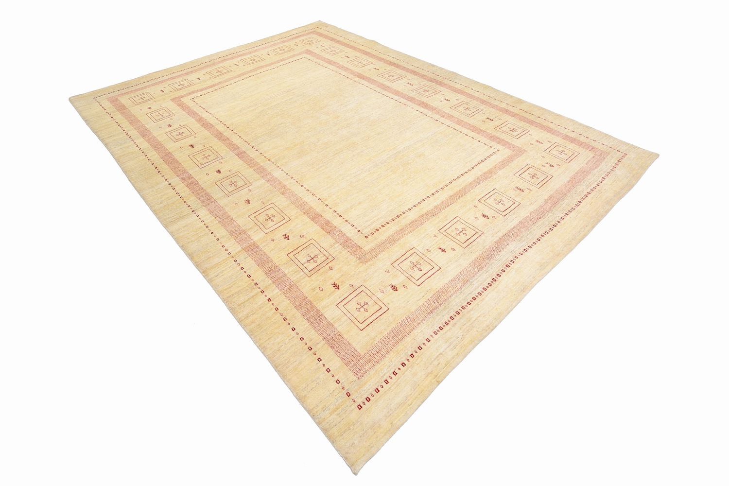 Gabbeh Tæppe - Loribaft Persisk - 417 x 309 cm - beige