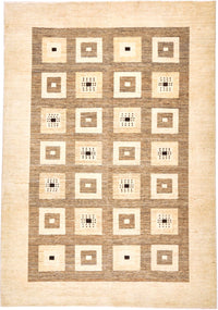 Gabbeh Tæppe - Loribaft Persisk - 379 x 264 cm - lys brun