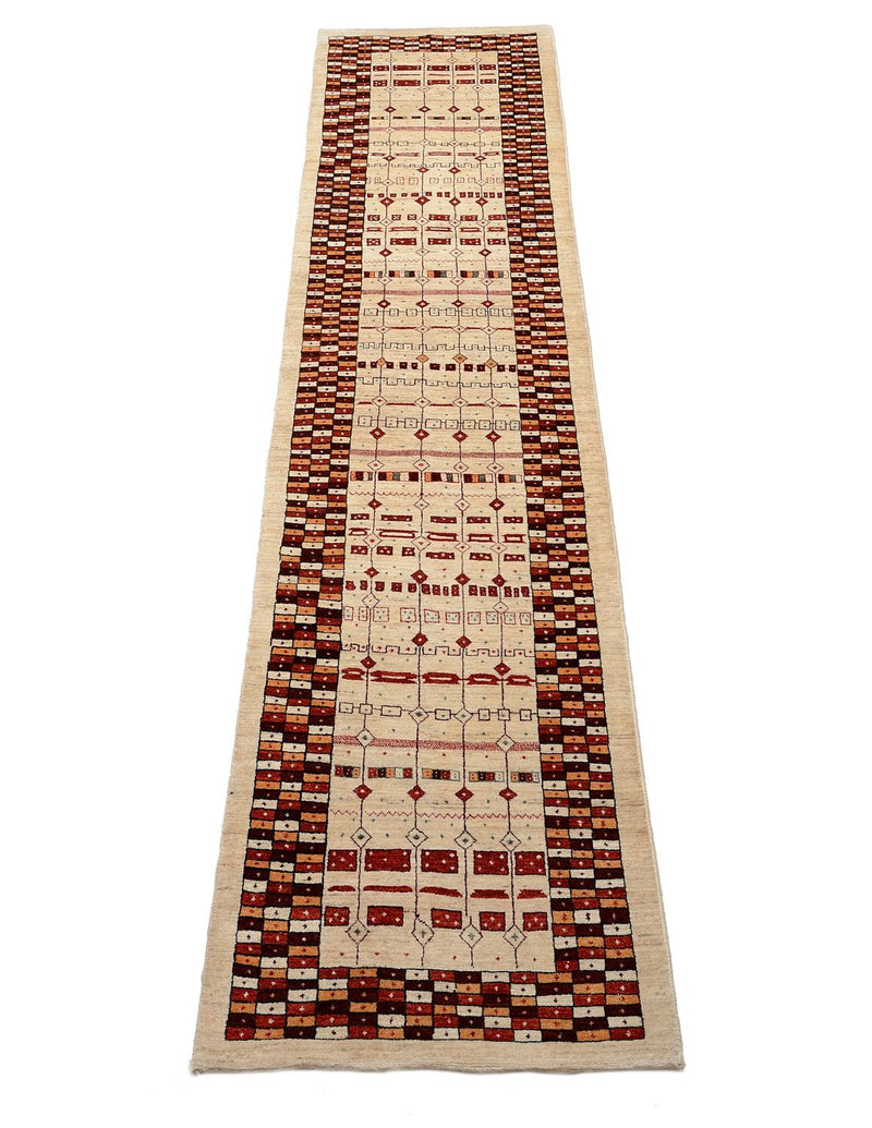 Løber Gabbeh Tæppe - Loribaft Persisk - 391 x 88 cm - flerfarvet