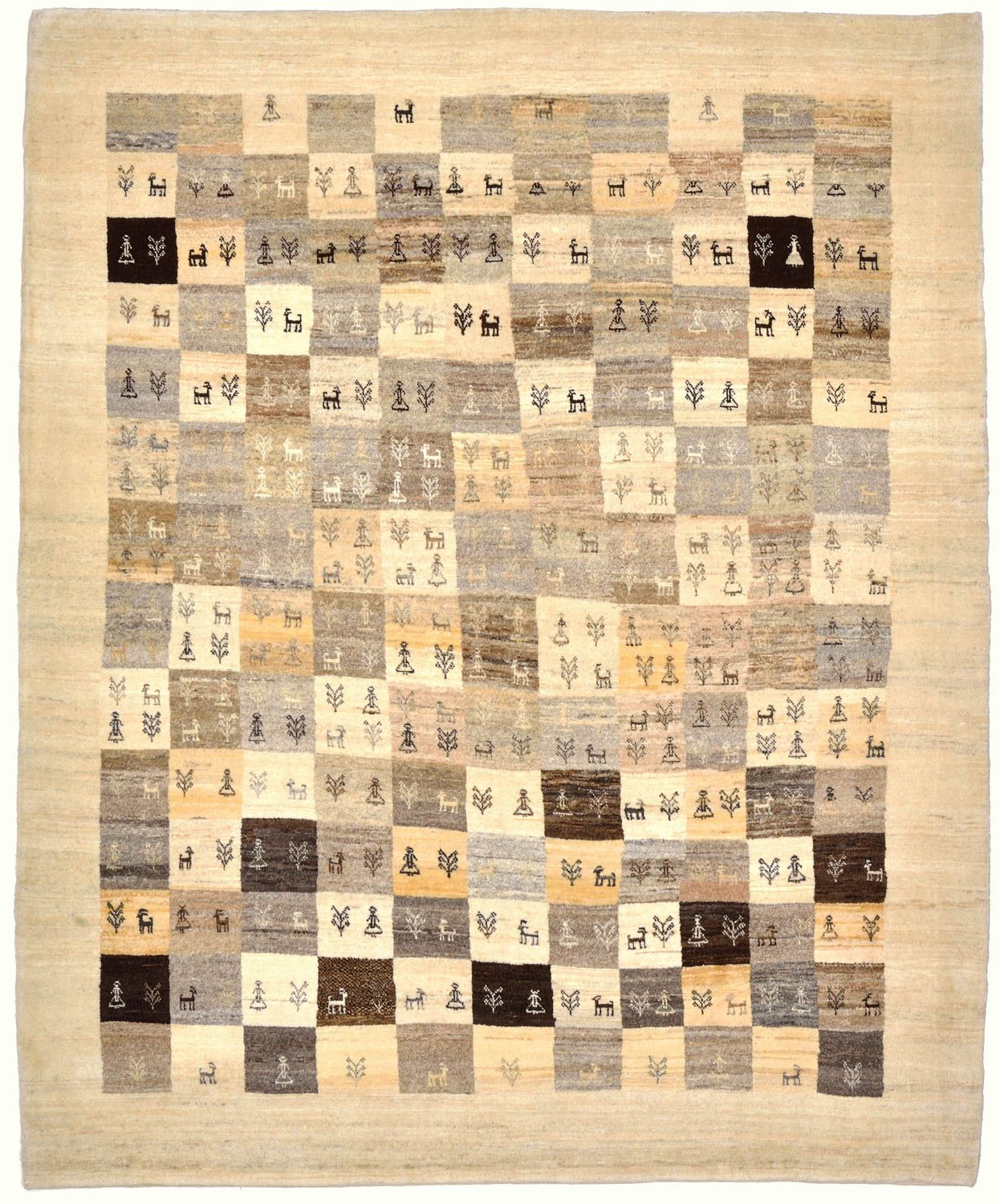 Gabbeh Tæppe - Loribaft Persisk - 191 x 154 cm - lys brun