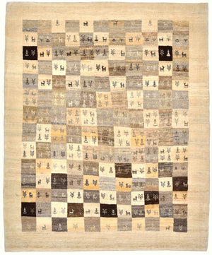 Gabbeh Tæppe - Loribaft Persisk - 191 x 154 cm - lys brun