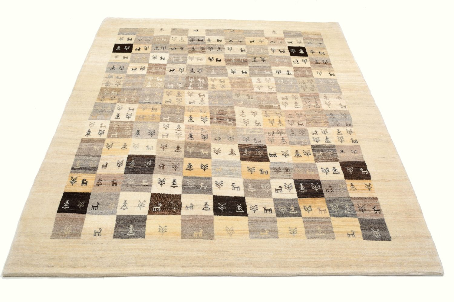 Gabbeh Tæppe - Loribaft Persisk - 191 x 154 cm - lys brun