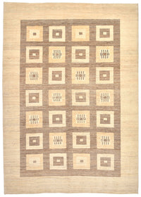 Gabbeh Tæppe - Loribaft Persisk - 384 x 265 cm - lys brun