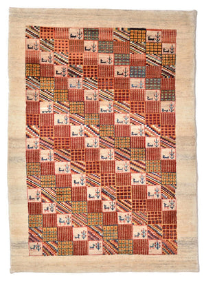 Gabbeh Tæppe - Loribaft Persisk - 142 x 101 cm - rød
