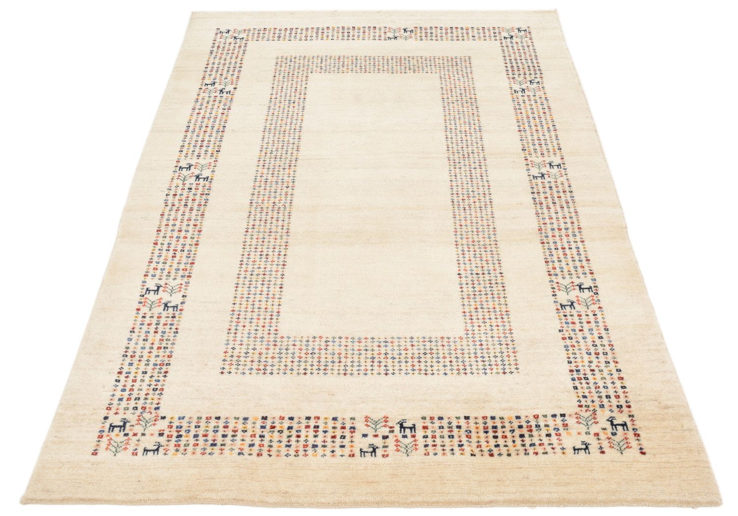 Gabbeh Tæppe - Loribaft Persisk - 180 x 120 cm - beige