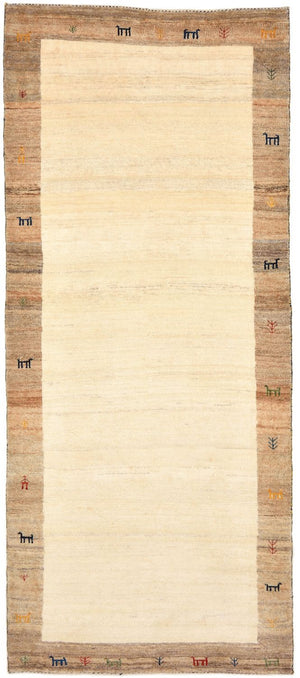 Løber Gabbeh Tæppe - Loribaft Persisk - 205 x 87 cm - sand