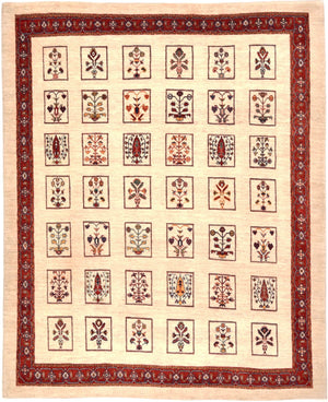 Gabbeh Tæppe - Loribaft Persisk - 326 x 261 cm - rød