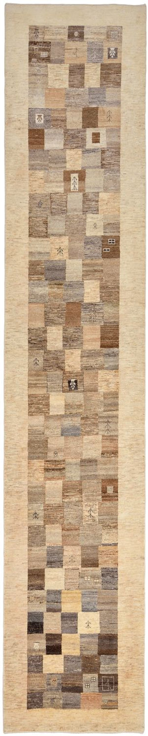 Løber Gabbeh Tæppe - Loribaft Persisk - 512 x 101 cm - lys brun
