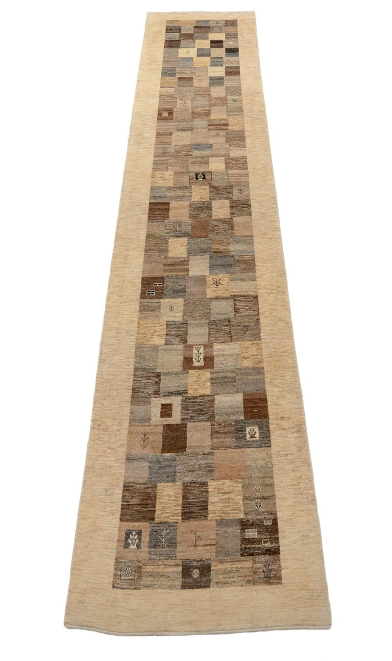 Løber Gabbeh Tæppe - Loribaft Persisk - 512 x 101 cm - lys brun