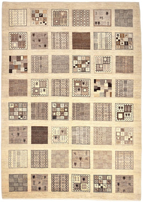 Gabbeh Tæppe - Loribaft Persisk - 296 x 206 cm - lys brun