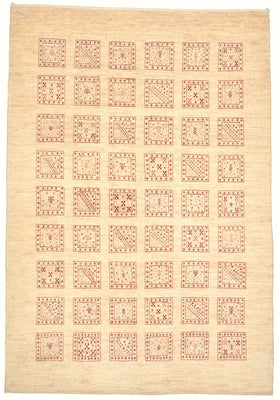 Gabbeh Tæppe - Loribaft Persisk - 211 x 141 cm - beige