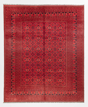 Afghansk tæppe - Kunduz - 366 x 297 cm - rød