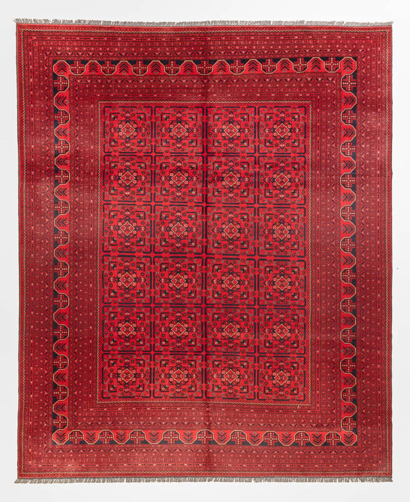 Afghansk tæppe - Kunduz - 366 x 297 cm - rød