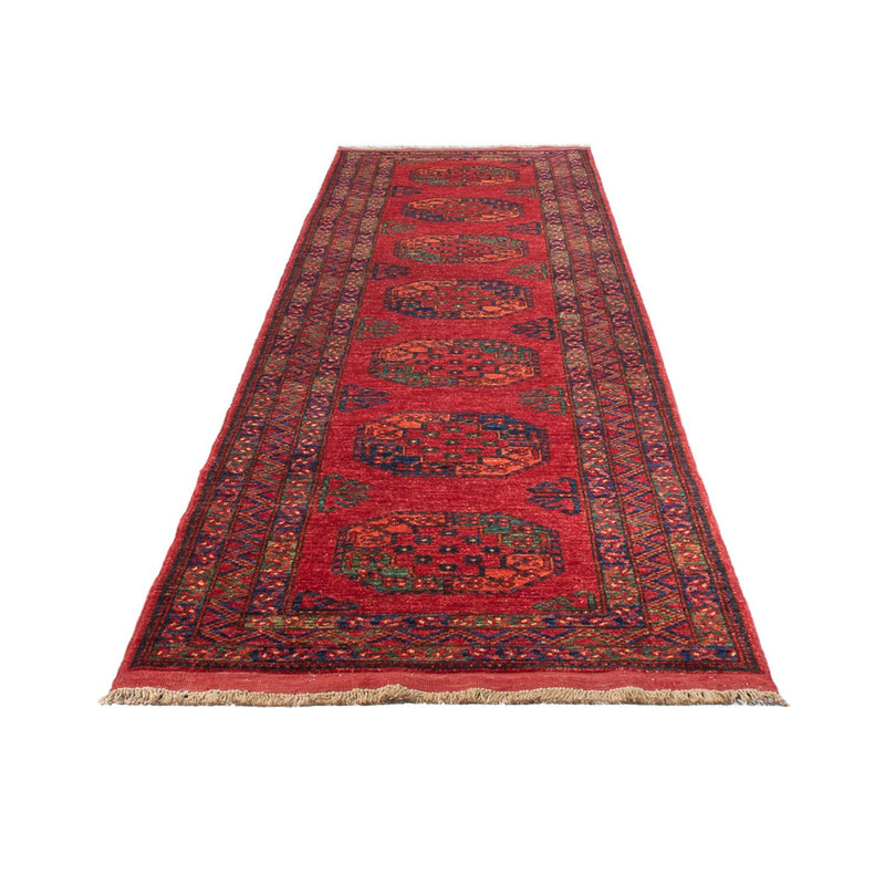 Løber Afghansk tæppe - 368 x 85 cm - rød