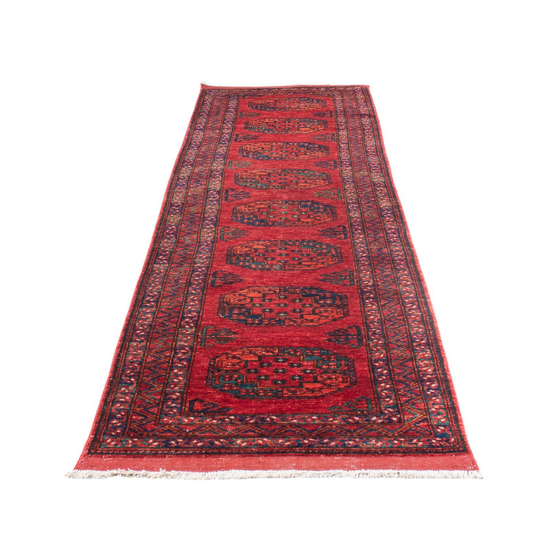 Løber Afghansk tæppe - 390 x 82 cm - rød